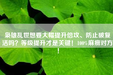 枭雄乱世想要大幅提升倍攻、防止破复活吗？等级提升才是关键！100%麻痹对方！