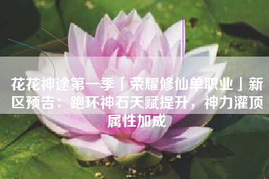 花花神途第一季「荣耀修仙单职业」新区预告：跑环神石天赋提升，神力灌顶属性加成