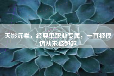 天影沉默，经典单职业专属，一直被模仿从未被超越