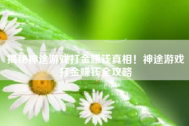 揭秘神途游戏打金赚钱真相！神途游戏打金赚钱全攻略